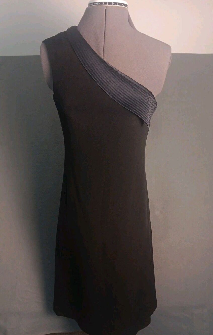 Armani Collezioni Black Silk Asymmetrical Dress SIZE 4 One Shoulder Italy - EUC
